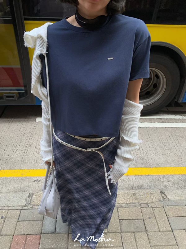 復古格紋雪紡魚尾裙